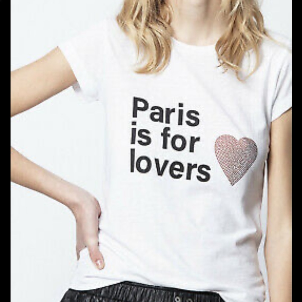 NWT Zadig & Voltaire Paris is for lovers white tissue weight t shirt XS